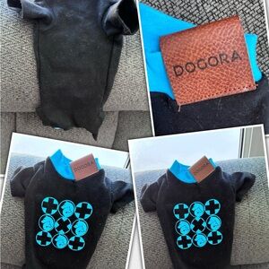 Docora Black Pet Surgery Recovery Shirt with Blue Graphics- DITCH THE CONE!